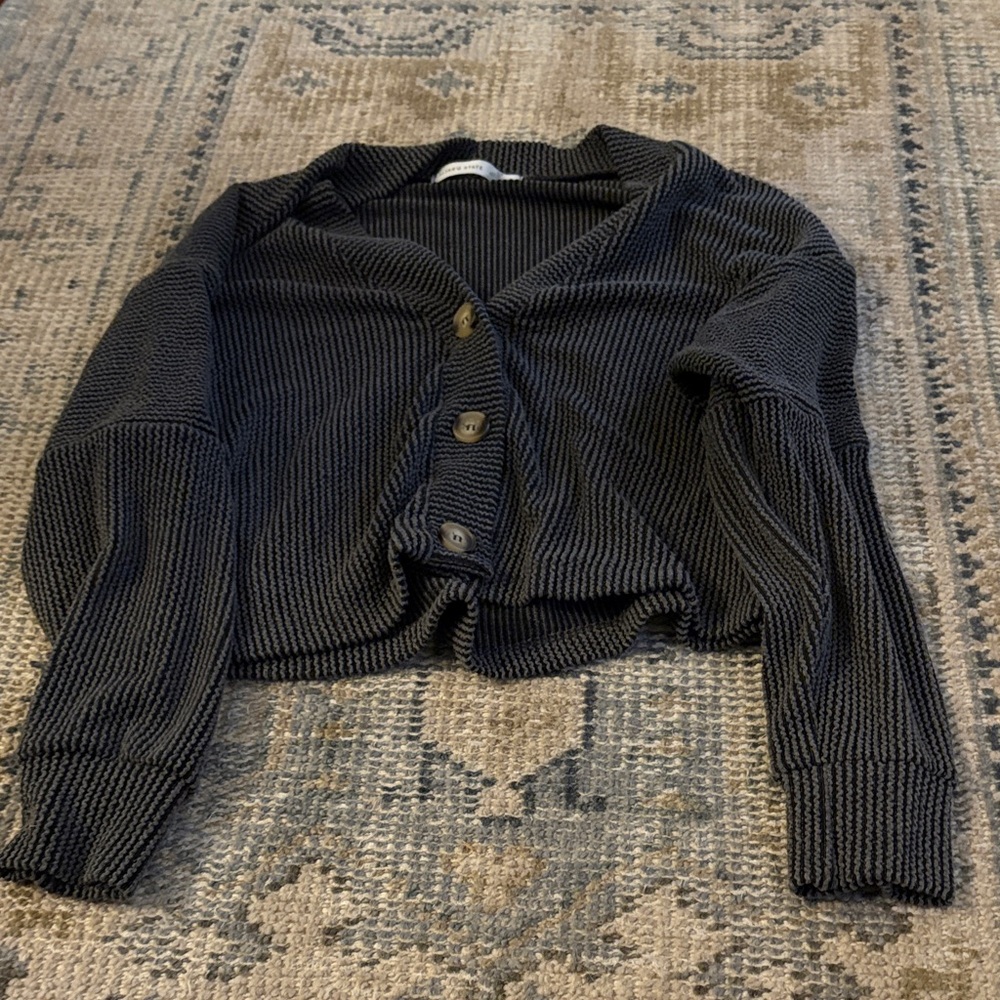 Black Button-Up Knit Cardigan